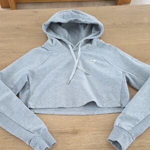 Gymshark Light Gray Cropped Hoodie